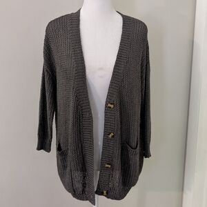 POL Womens‎ V-Neck Cardigan Sweater SMALL Oversized Office Open Knit Every Day